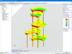 3D model věže s  s plošnými tlaky v programu RWIND Simulation (© Timbatec)
