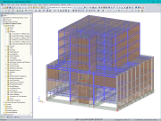 3D model administrativní budovy v programu RFEM (© Cosmos Proyectos Estructurales, S.A. de C.V.)