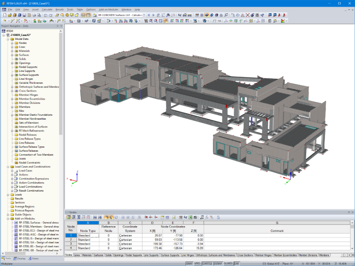 3D model obytného domu v programu RFEM (© JCR Estructural)