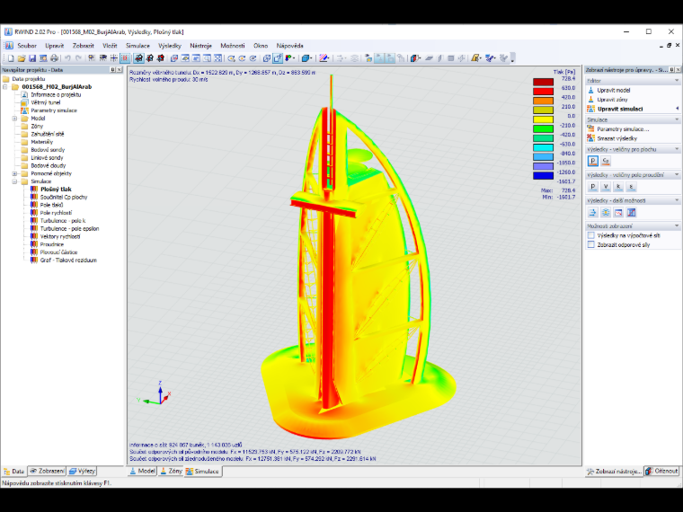 Plošné tlaky v programu RWIND pro přenos do programu RFEM