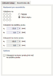 Zadání excentricity sil