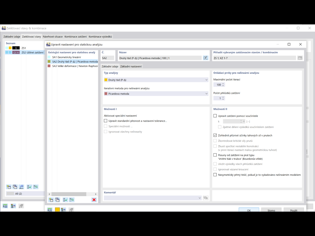 Dialog pro statickou analýzu