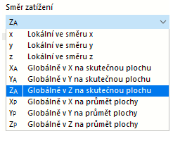 Výběr směru zatížení