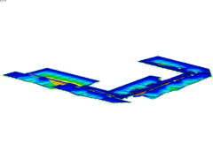 Animace globální deformace dřevěné stropní desky hotelu v programu RFEM