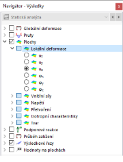 Výběr lokálních deformací plochy v navigátoru