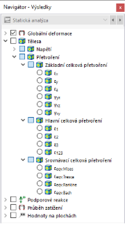 Výběr volumetrických deformací v navigátoru