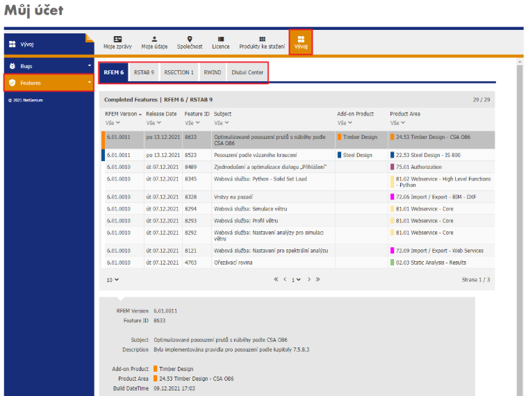 FAQ 005149 | Kde najdu seznamy aktualizací softwaru, informace o odstraňování chyb a nových funkcích v programech RFEM 6 a RSTAB 9?