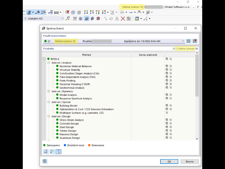 FAQ 005165 | Existují pro programy RFEM 6 a RSTAB 9 pouze online licence?