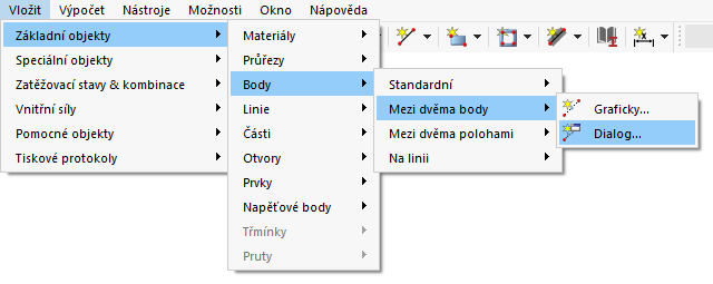 Nabídka "Vložit"