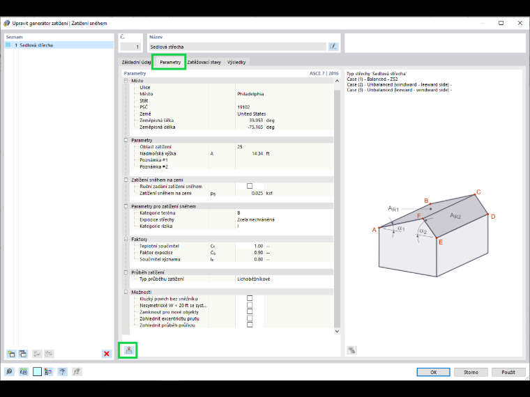 Parametry pro stanovení zatížení sněhem