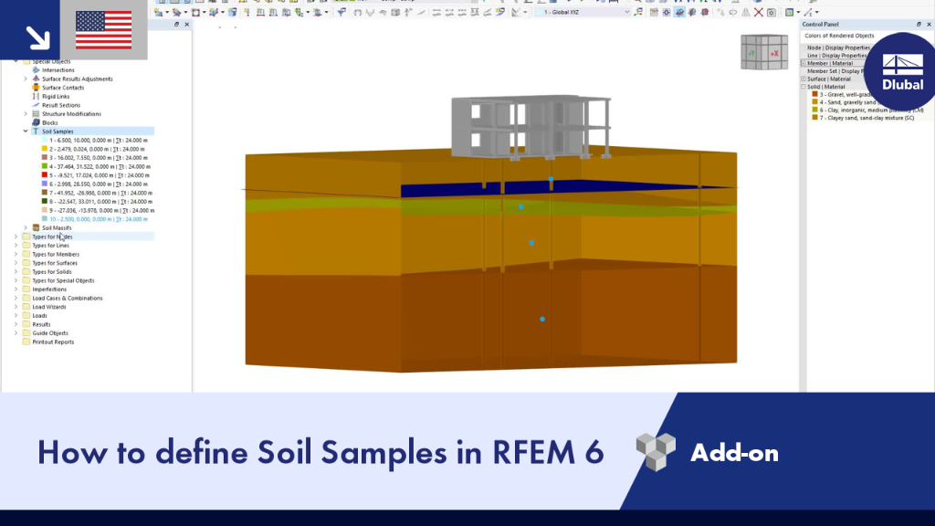 Rozhraní programu RFEM 6 zobrazující možnosti pro zadání zeminových laboratoří v modulu pro statické výpočty.