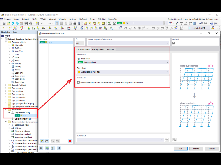 FAQ 005185 | Jak mohu v programu RFEM 6 vytvořit imperfekce na plochách na základě rozhodujícího vlastního tvaru?