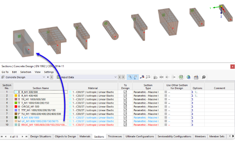 Neplatný typ průřezu bez návrhu výztuže