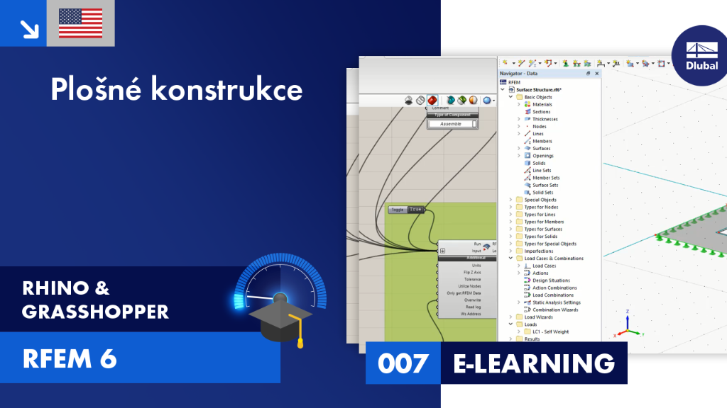 Inovativní povrchová struktura vytvořená pomocí parametrických návrhových nástrojů Rhino a Grasshopper pro složité geometrie.