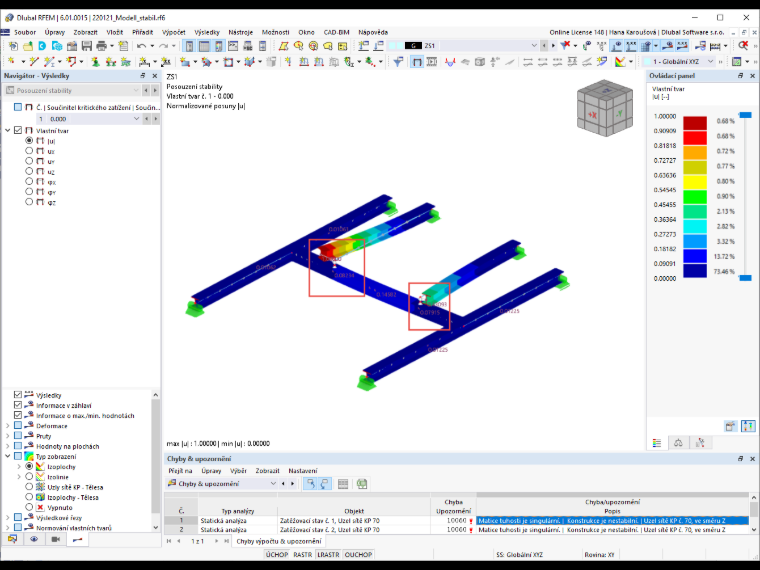 FAQ 005191 | Můj model v programu RFEM 6 je nestabilní. Jak to mohu opravit?