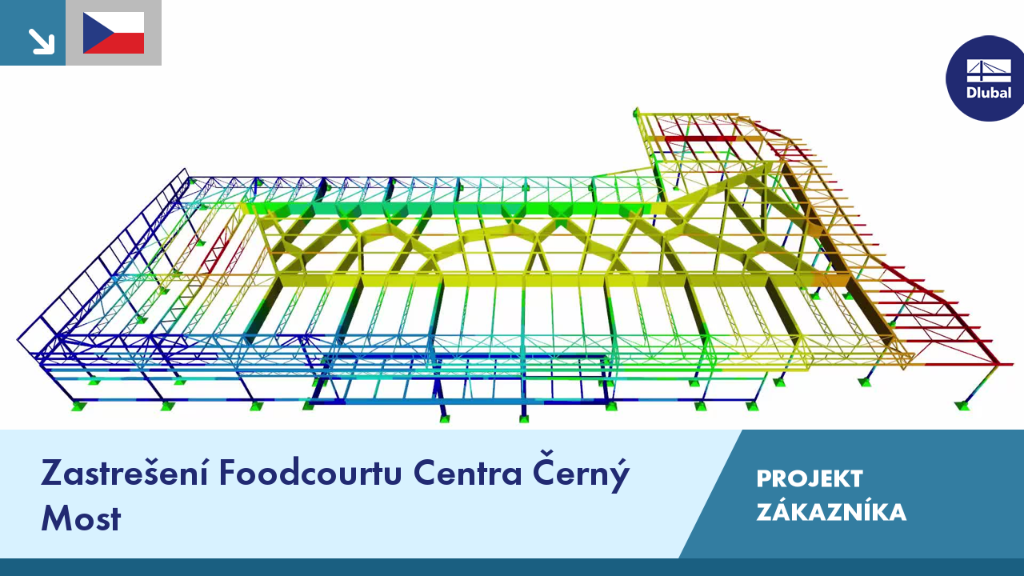 Moderní střešní konstrukce ve food courtu Centra Černý Most v Praze ukazuje inovativní využití oceli a skla.