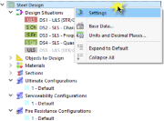Kontextová nabídka "Posouzení ocelových konstrukcí"
