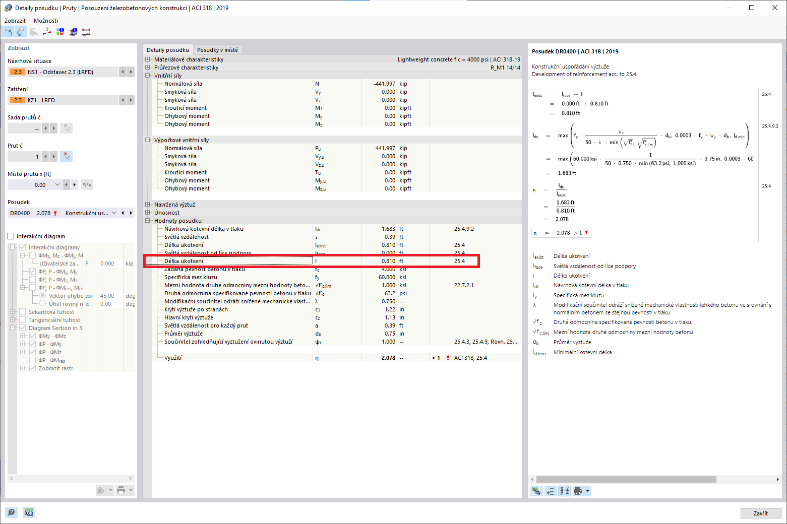KB 001733 | Posouzení železobetonových sloupů podle ACI 318-19 v programu RFEM 6