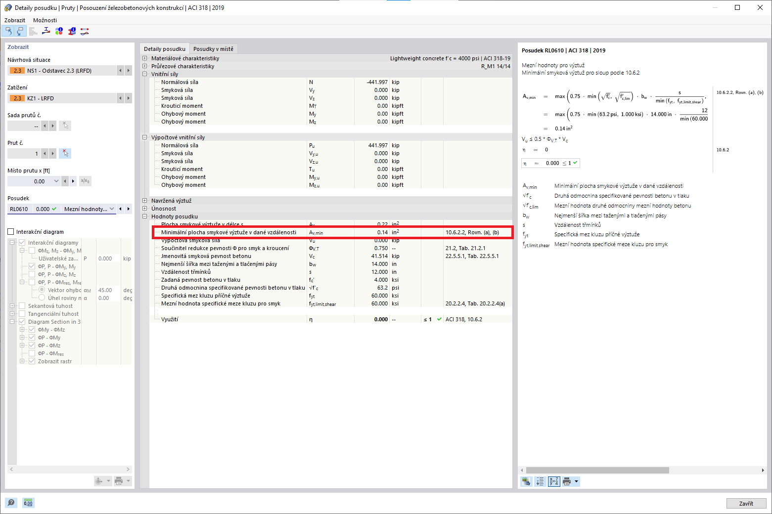 KB 001733 | Posouzení železobetonových sloupů podle ACI 318-19 v programu RFEM 6