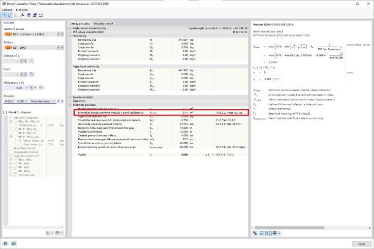KB 001733 | Posouzení železobetonových sloupů podle ACI 318-19 v programu RFEM 6