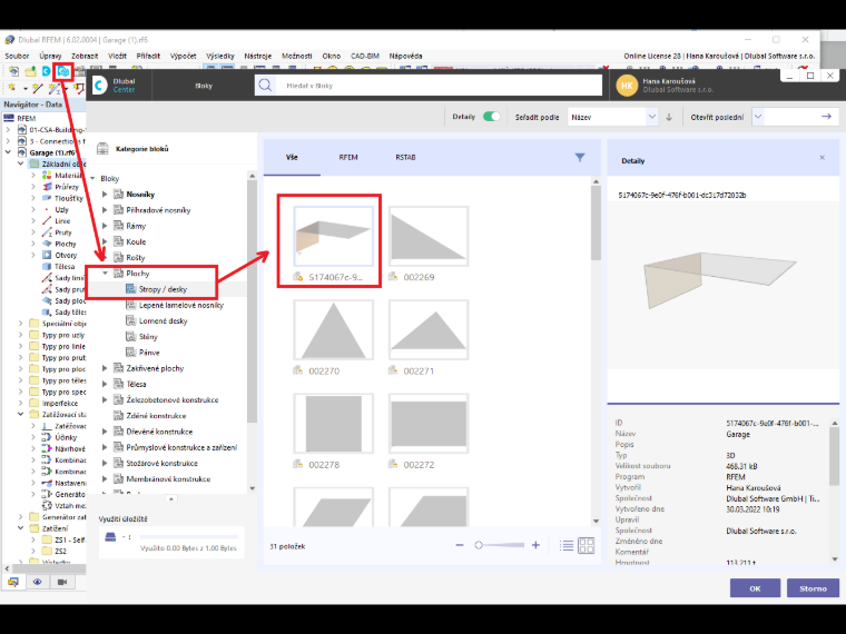 FAQ 005231 | Jak lze v programu RFEM 6 / RSTAB 9 vytvářet a otevírat bloky?