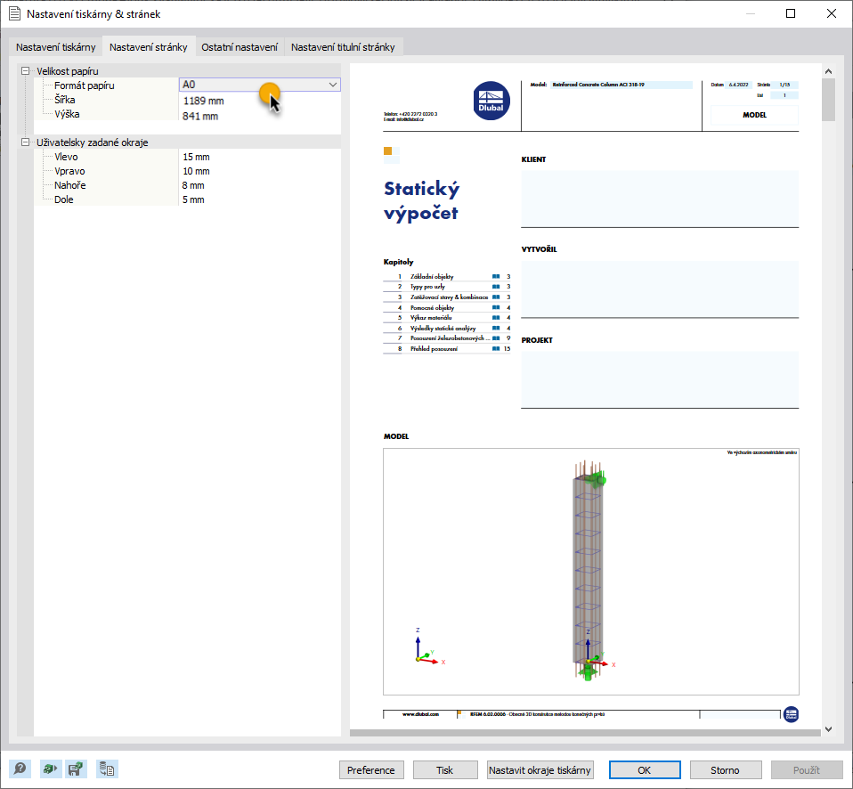 FAQ 005236 | Mohu v programu RFEM 6 tisknout grafiku výztuže ve formátu DIN A0?