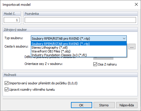 Import modelu