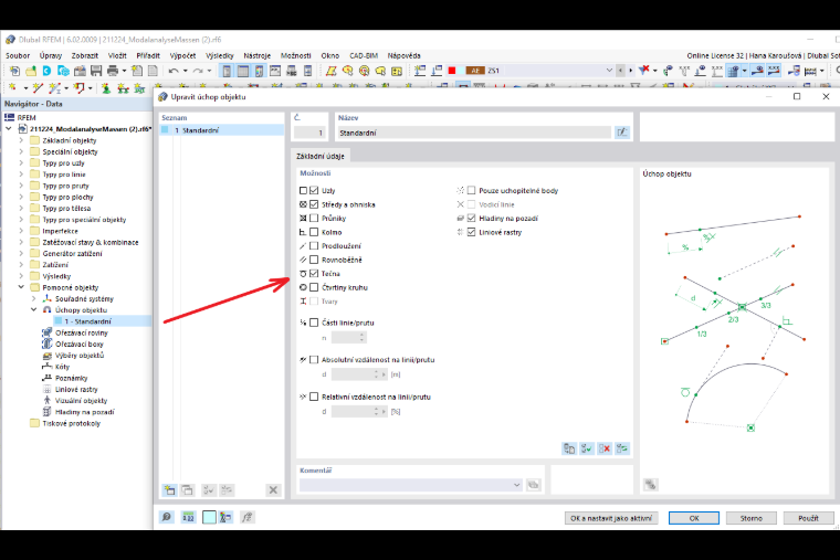 FAQ 005253 | Existuje v programu RFEM 6 snadný způsob, jak vytvořit tečnu ke kružnici?