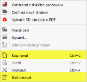 Možnosti kontextové nabídky pro kopírování nebo klonování