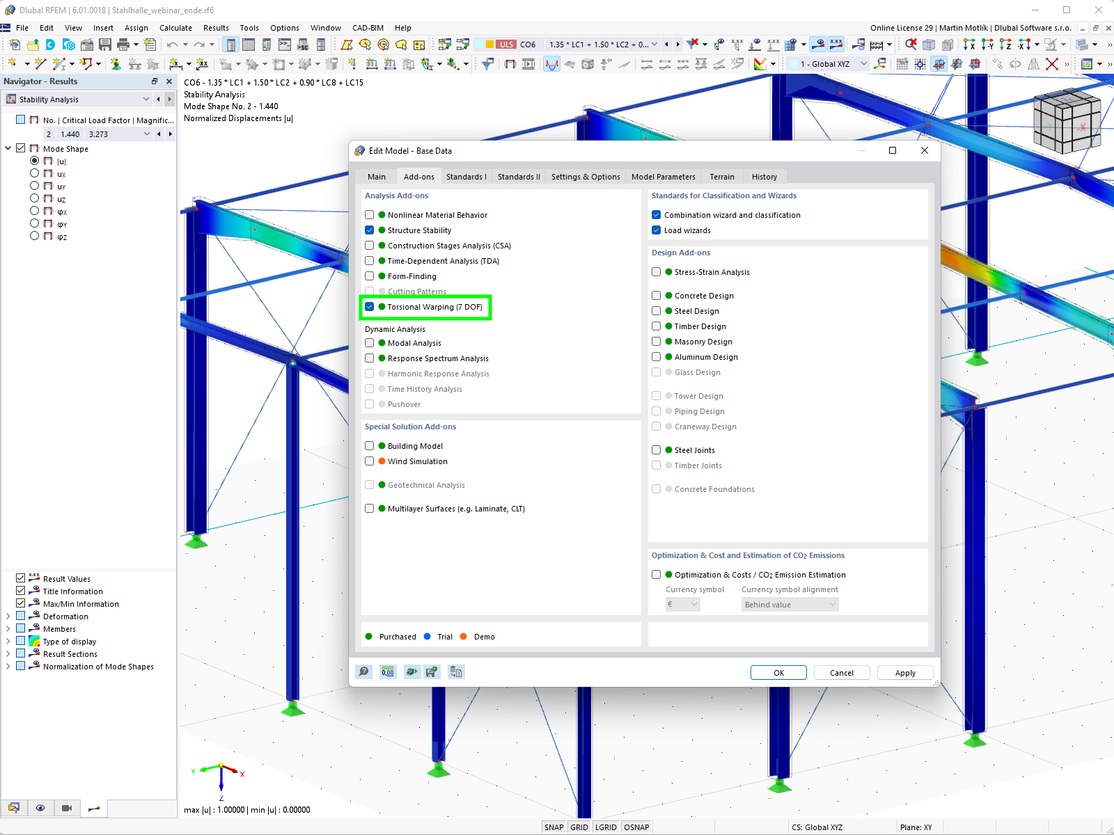 Aktivace addonu v programu RFEM 6