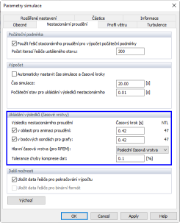 Parametry simulace, uložení výsledků