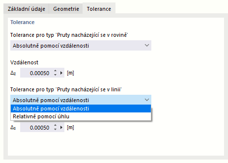 Definovat tolerance pro roviny a linie