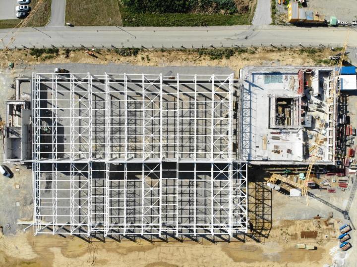 Hrubá stavba z ptačí perspektivy (© Isenmann Ingenieure)