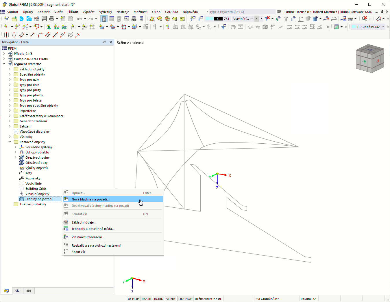Návrh na pozadí v programu RFEM