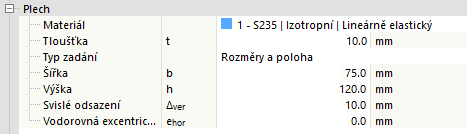 Nastavení desky - kóty a typ zadání polohy