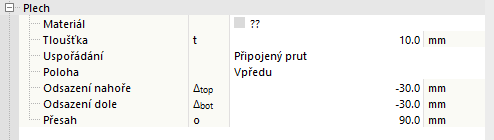 Nastavení plechu