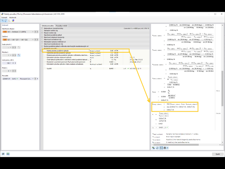 FAQ 005280 | Jak mohu zkontrolovat, jak program RFEM 6 stanovil nutnou výztuž?