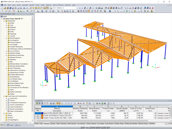 Model konstrukce nádvoří v programu RFEM (© D-Bois)