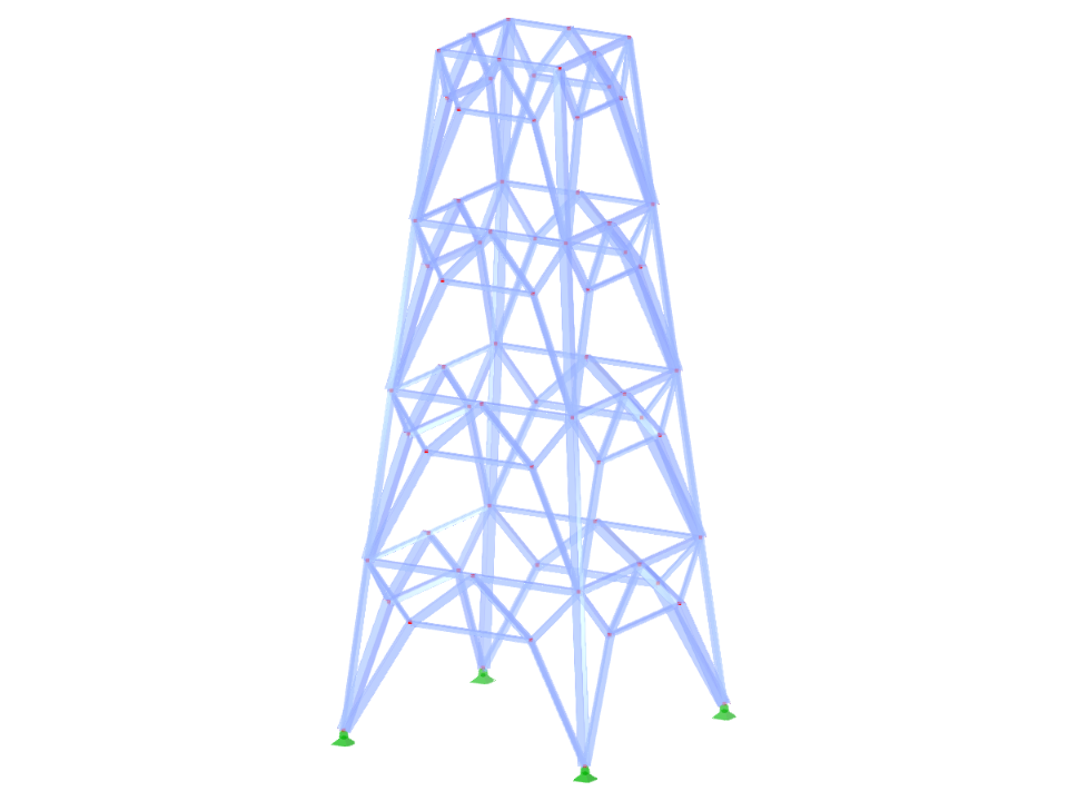 Model ID 2226 | TSR053-b | Příhradový stožár | Obdélníkový půdorys | K-diagonály dole (polygonální) a vnitřní horizontály