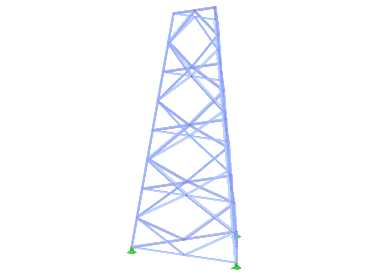 Model ID 2364 | TST040 | Příhradový stožár | Trojúhelníkový půdorys | Kosočtvercové diagonály a horizontály