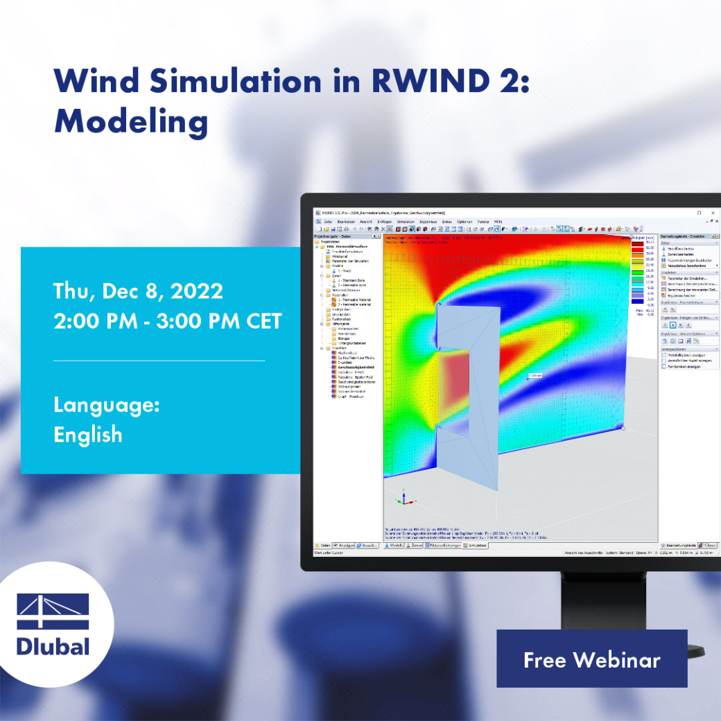 Simulace účinků větru v programu RWIND 2 během prosincového modelování.