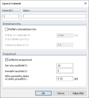 Parametry propustnosti v programu RWIND