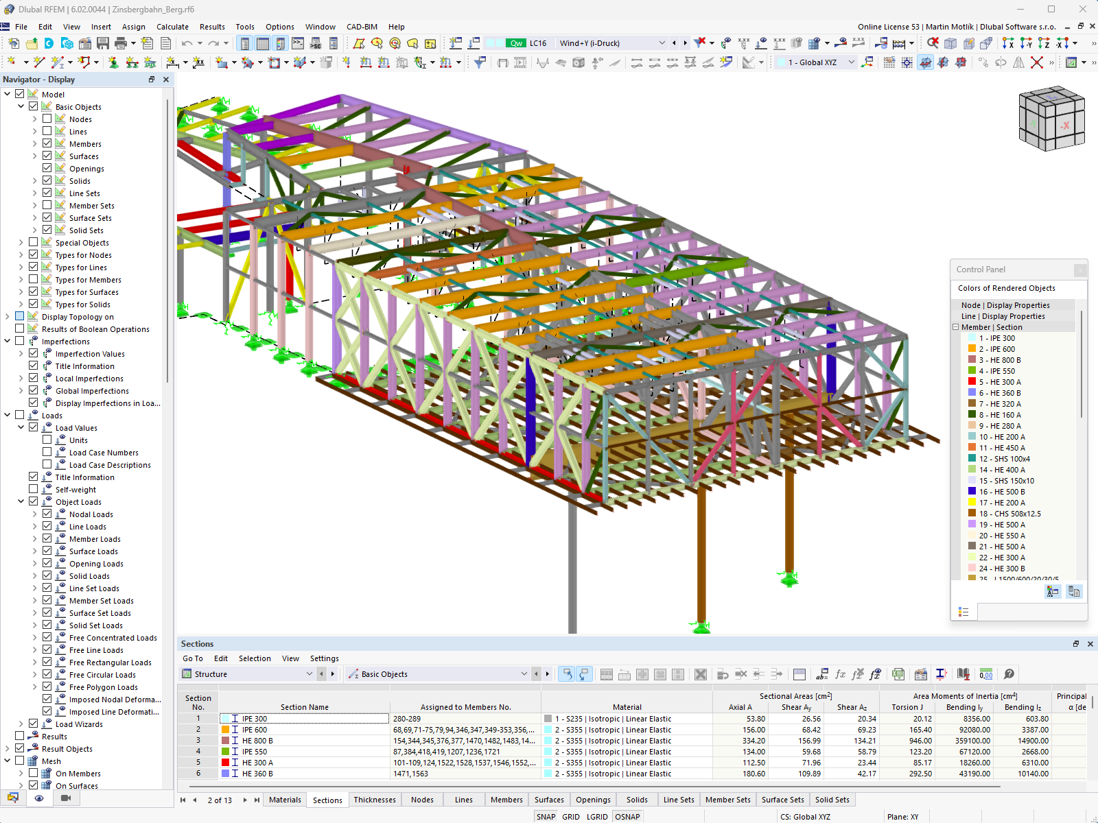Model horní stanice v programu RFEM