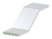 3D model betonového přímého schodiště s dolní a horní podestou zobrazený v rozhraní softwaru pro statickou analýzu.