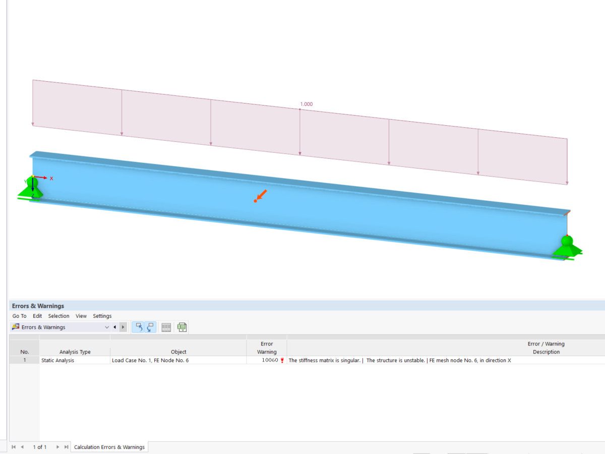 FAQ 005345 | Můj model v programu RFEM 6 / RSTAB 9 je nestabilní. Čím by to mohlo být?