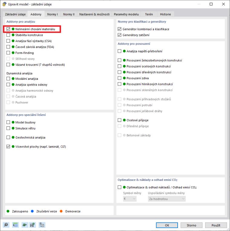 Addon „Nelineární chování materiálu“ pro RFEM 6