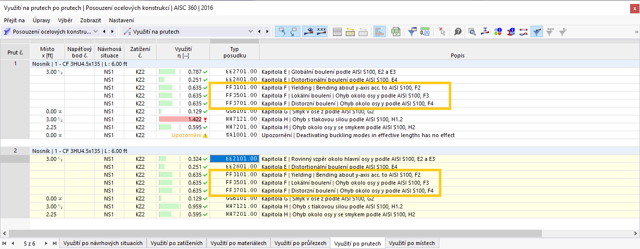 KB 001809 | Posouzení oceli tvarované za studena podle AISI v programu RFEM 6