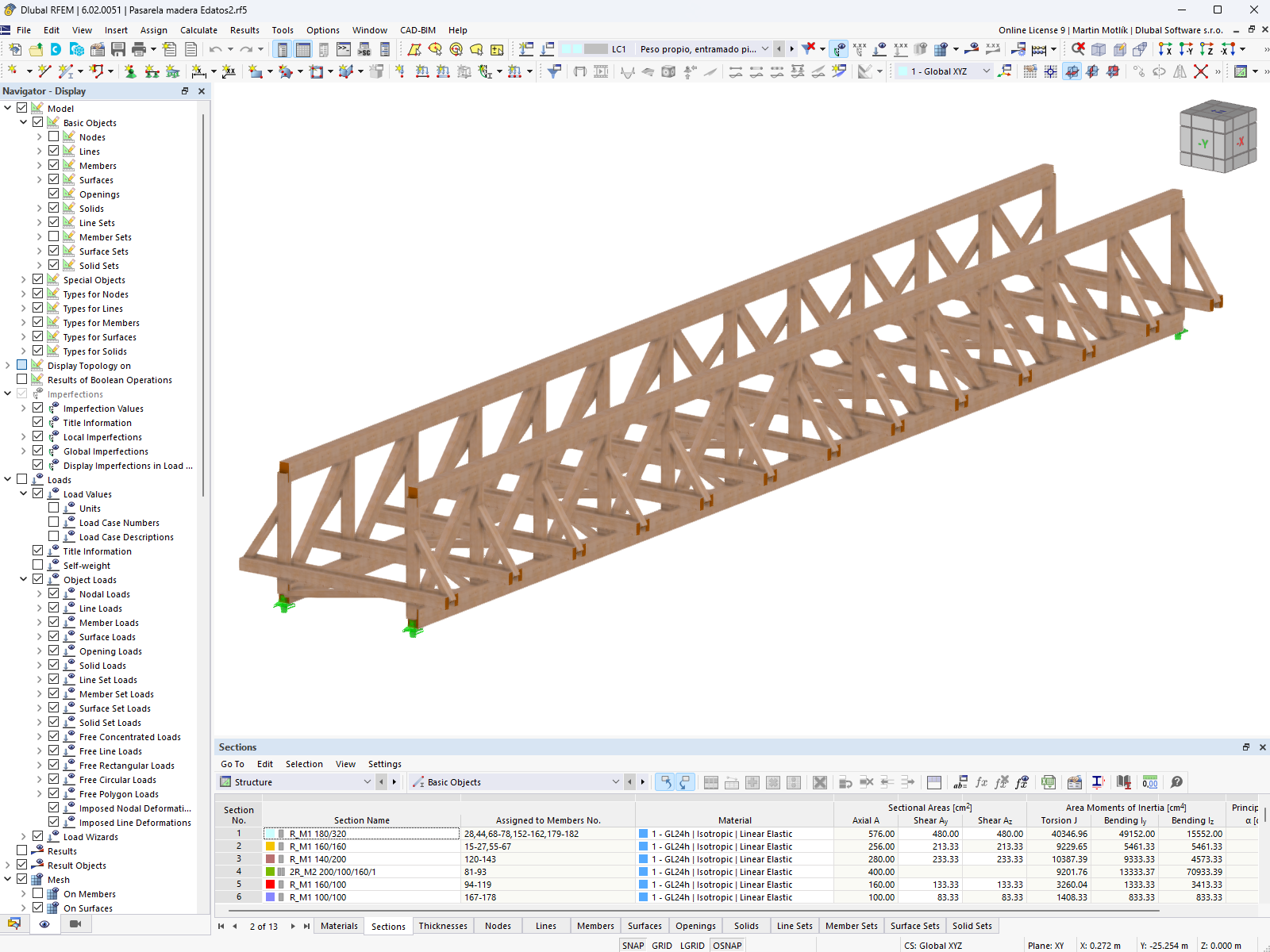 Model dřevěné lávky v programu RFEM | © SIDO Madera