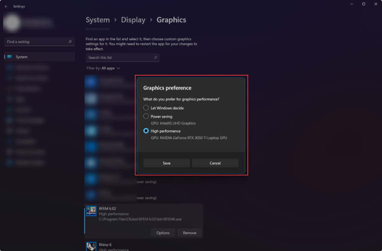 FAQ 005352 | Jak se mohu ujistit, že program RFEM 6 používá dedikovanou grafickou kartu v mém počítači?