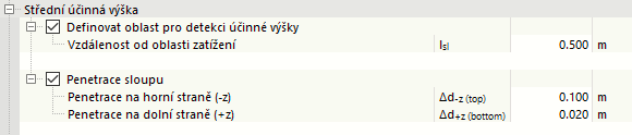 Zadejte střední statickou účinnou výšku